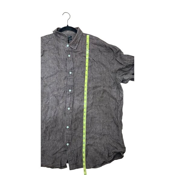 Banana Republic 100% Linen Button Up Shirt Brown XXL Tall Untucked Standard Fit - Picture 6 of 10